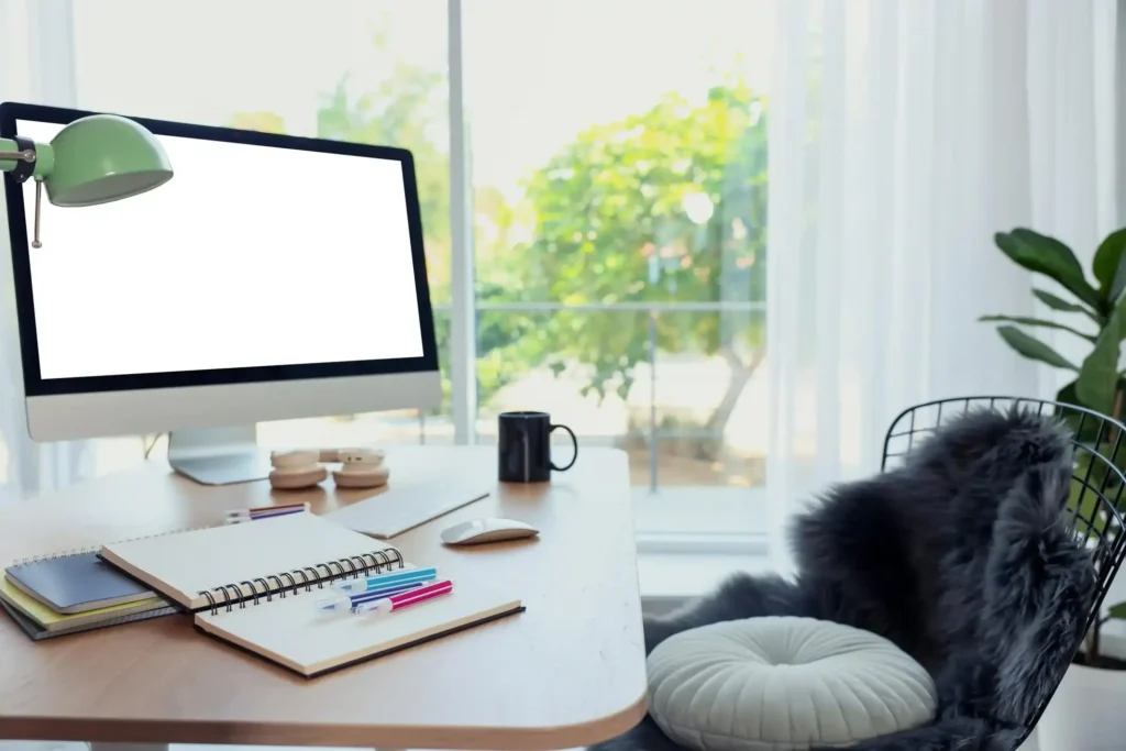Bedroom With Desk Setup Near Windows